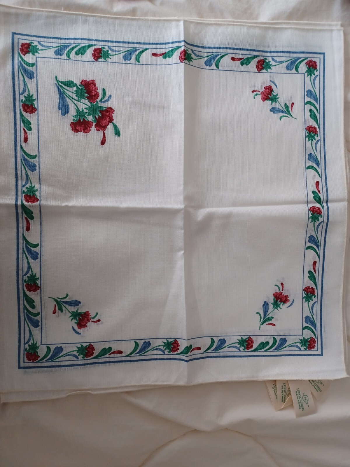 Lenox Poppies On Blue Cloth Napkin 6561492