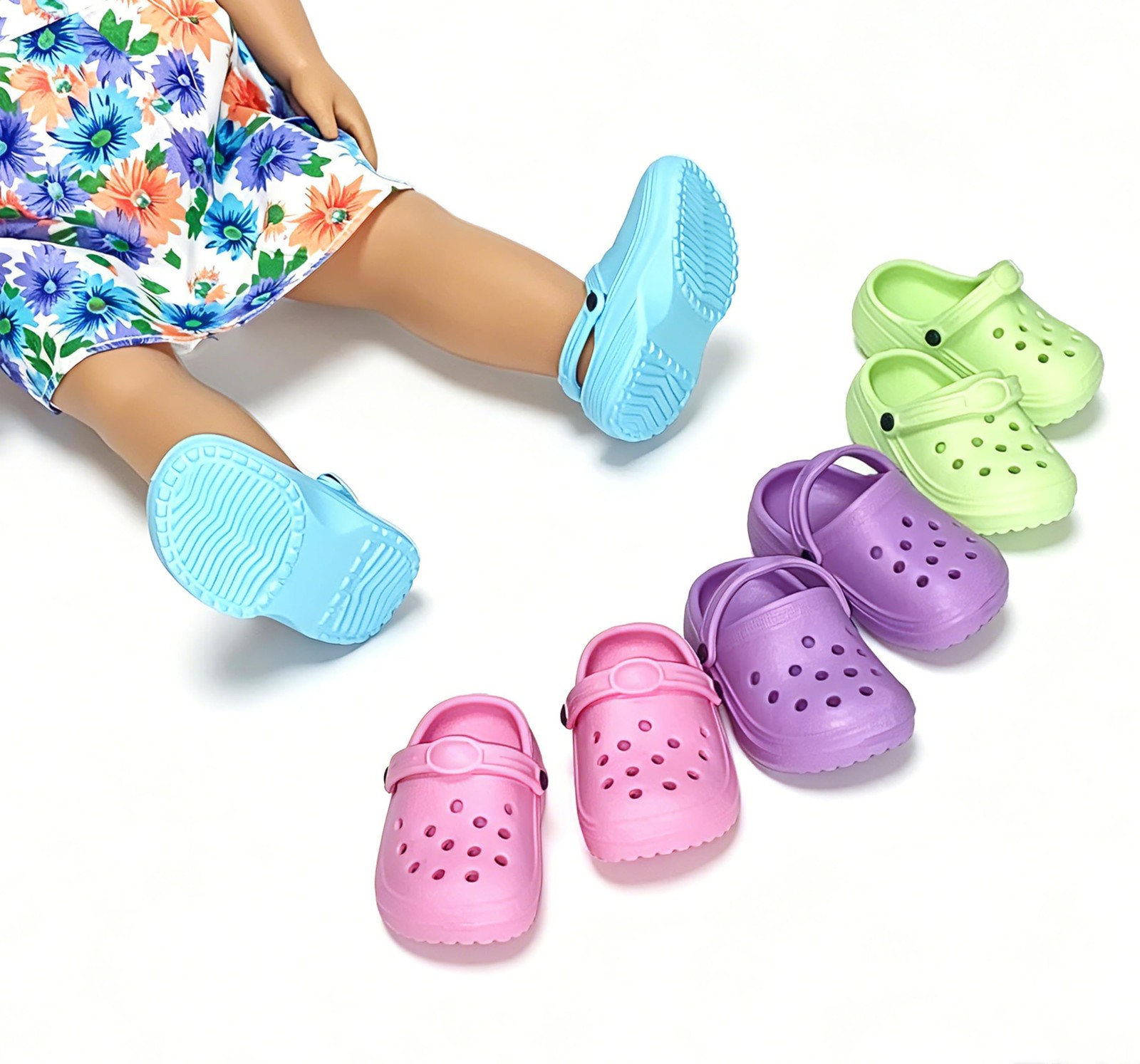 4 Pairs 18 Inch Doll Shoes, EVA Clogs, Slip-On Dress Up Set