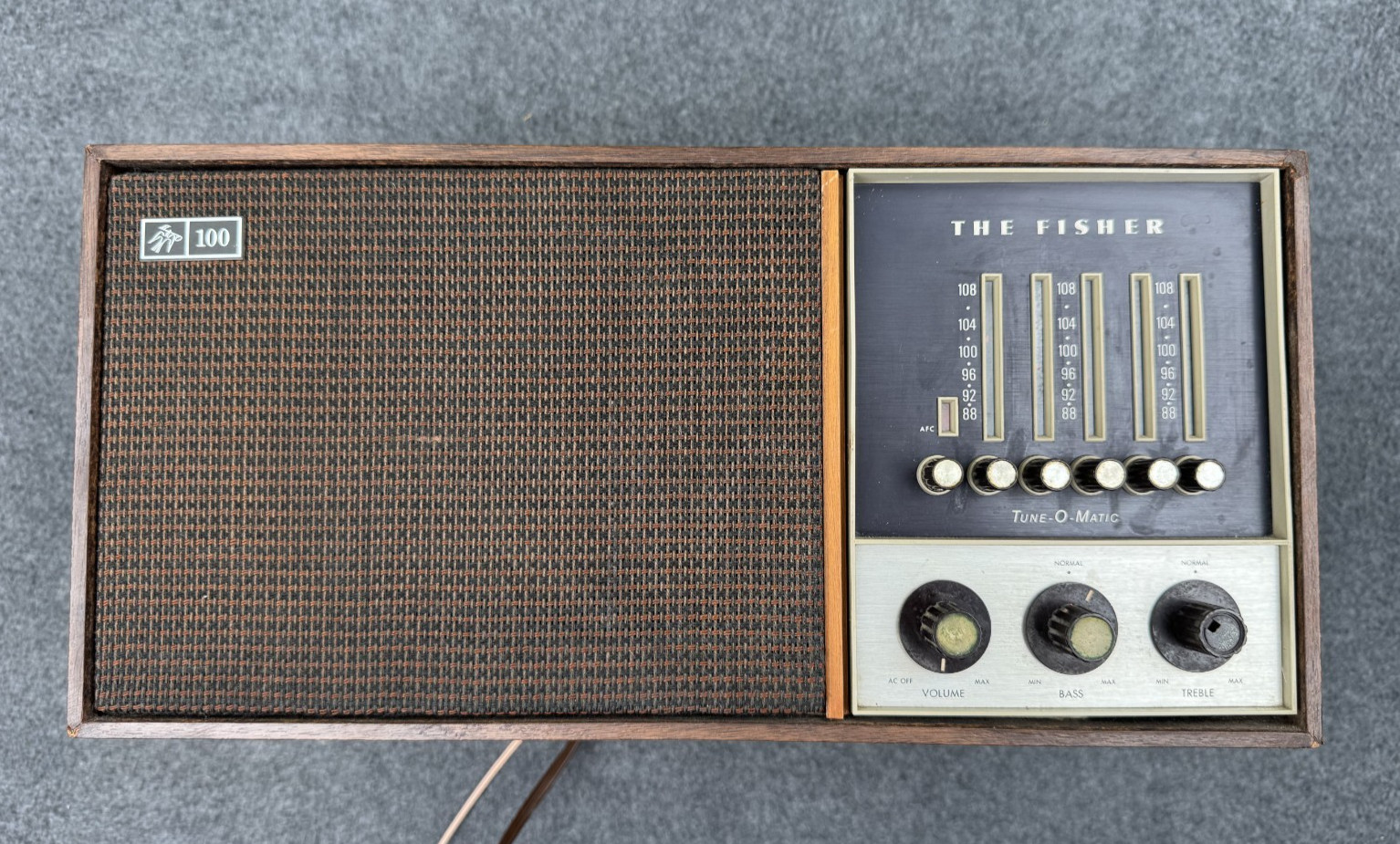 Fisher 100 Tune-O-Matic FM Table Radio Tested and Works Vintage Microreceiver