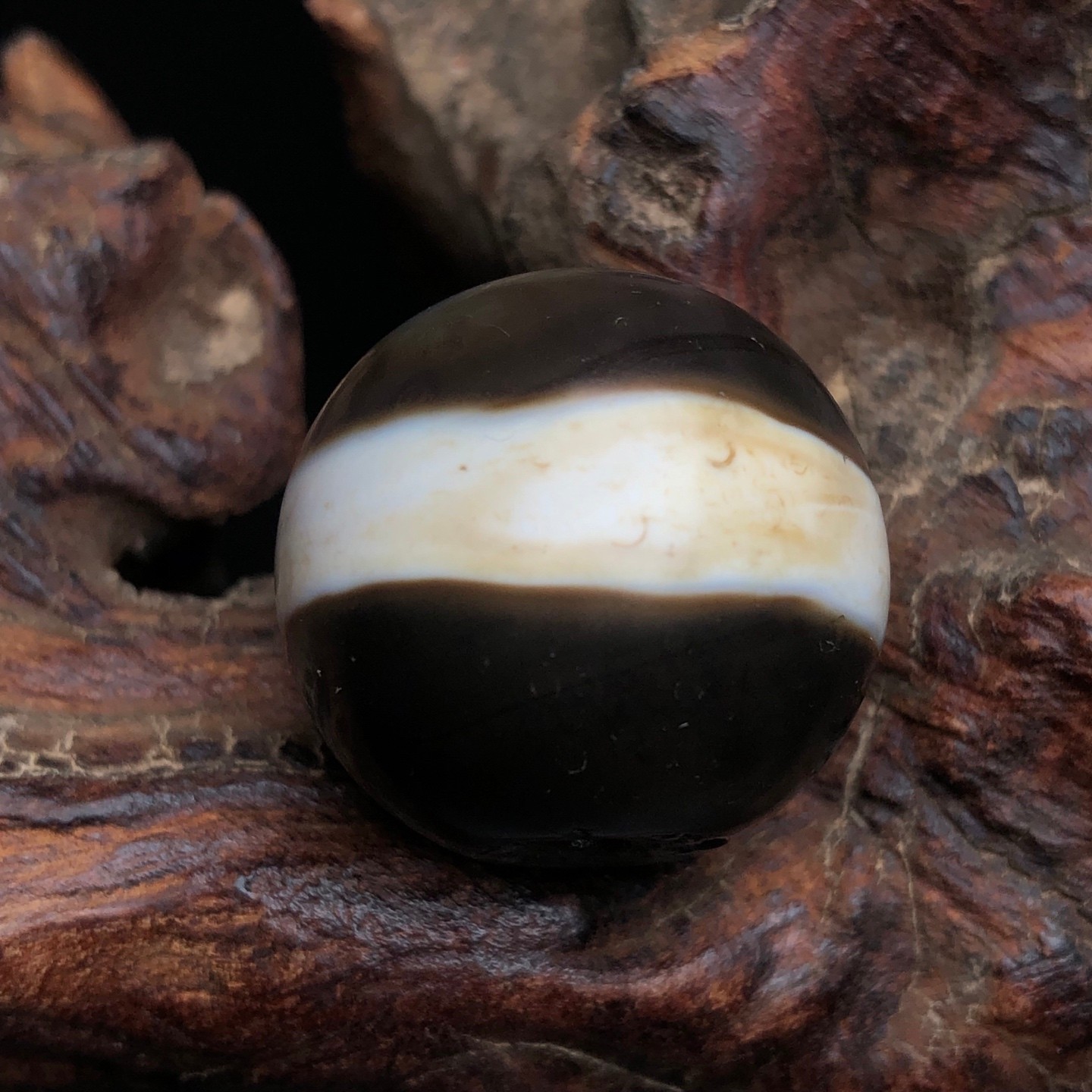 Rare Tibetan Buddhism Agate 1 Line Totem Dzi Bead Amulet Necklace Pendant G693