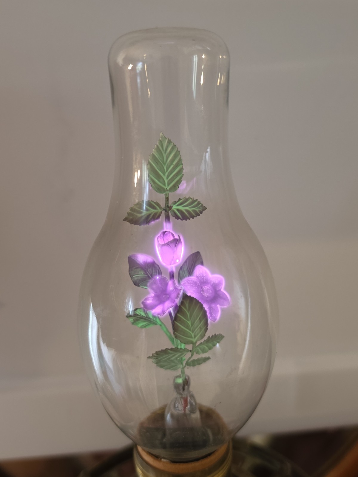 Aerolux Purple Flowers & Green Leaves Vintage Argon Light Bulb 1960's