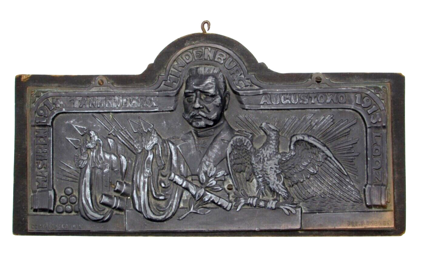Original WWI Hindenburg 1914-1915 Patriotic Plaque Masuren Tannedberg Lodz Original WWI Hindenburg 1914-1915 Patriotic Plaque Masuren Tannedberg Lodz