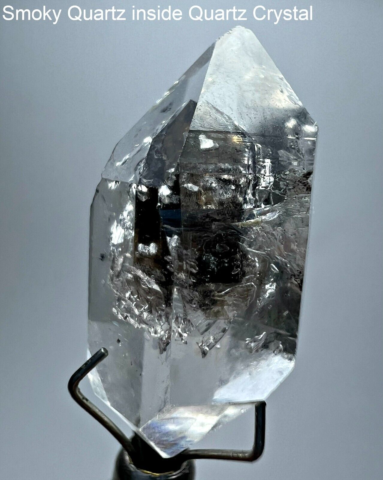 13 CT Extraordinarily Rare Smoky Quartz Crystal inside Clear Quartz Crystal @PK