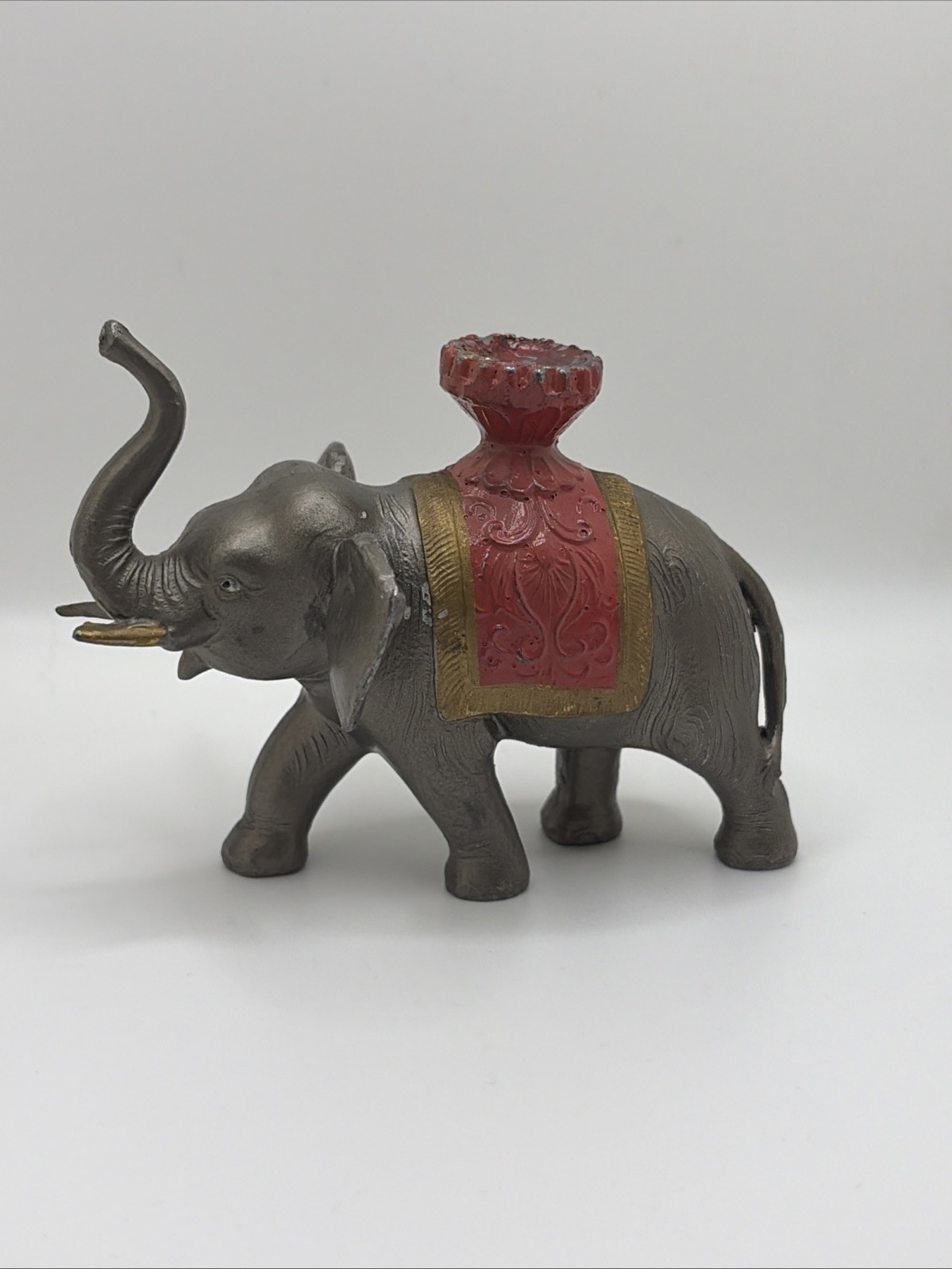 Vintage Cast Iron Metal Elephant Figurine Made In USA