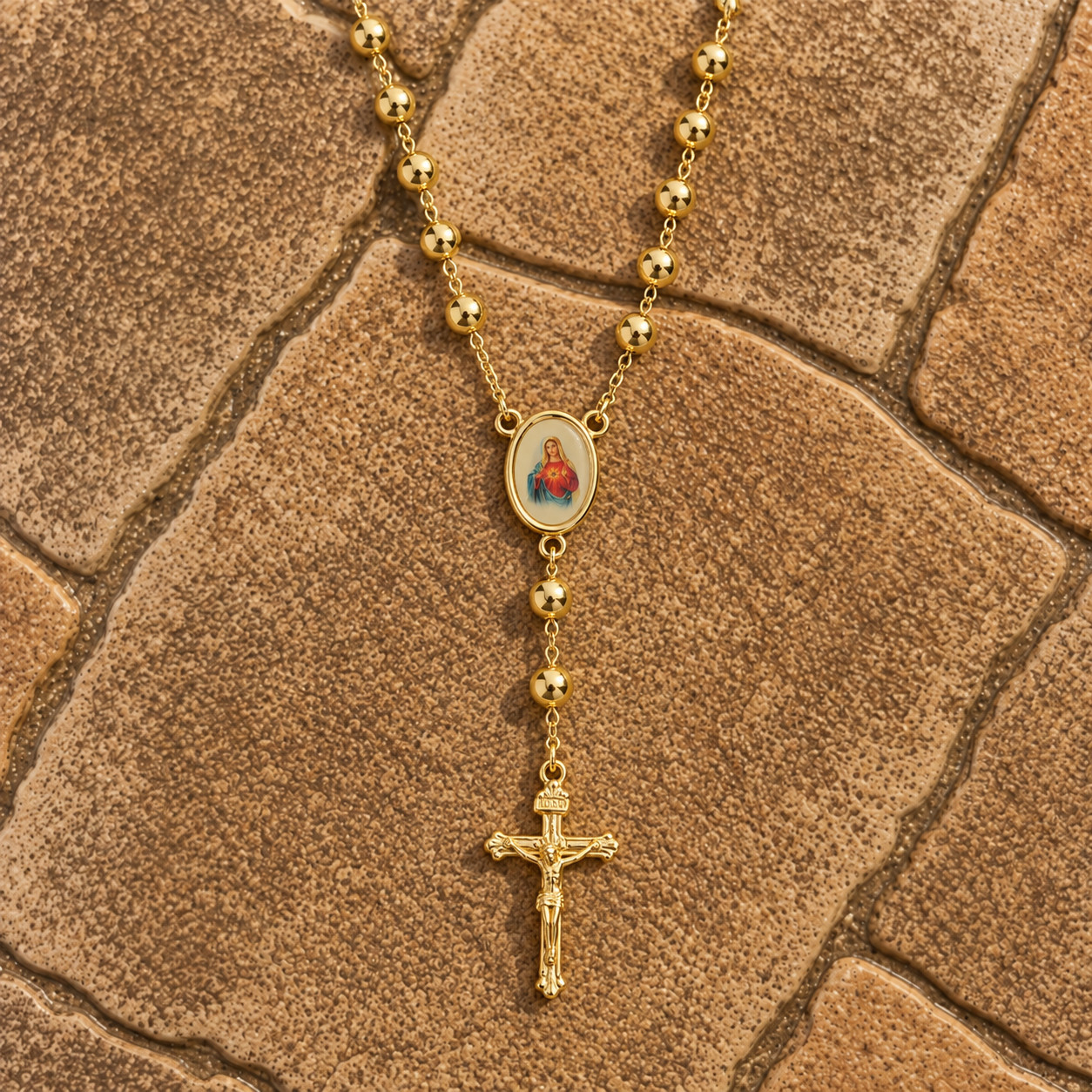 Blessed Rosary Necklace Jerusalem Holy Land Virgin Mary Crucifix Christian Gift
