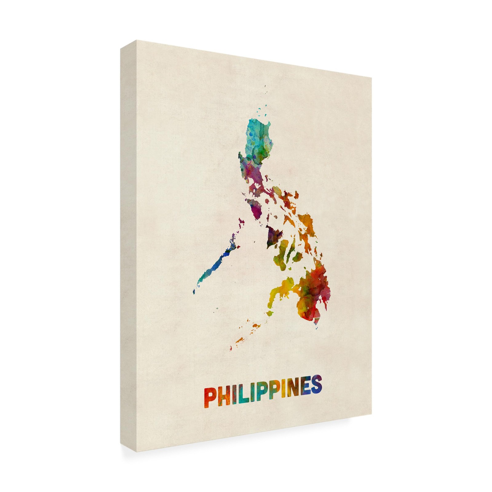 Trademark Fine Art Michael Tompsett Philippines Watercolor Map Wrapped Canvas
