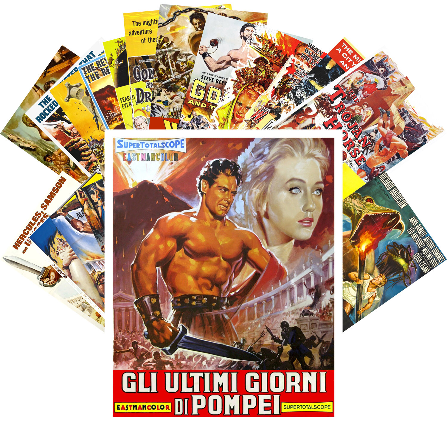 Postcard Pack (24 pcs) Gladiators Vintage Trash Action Movie Posters CC1070