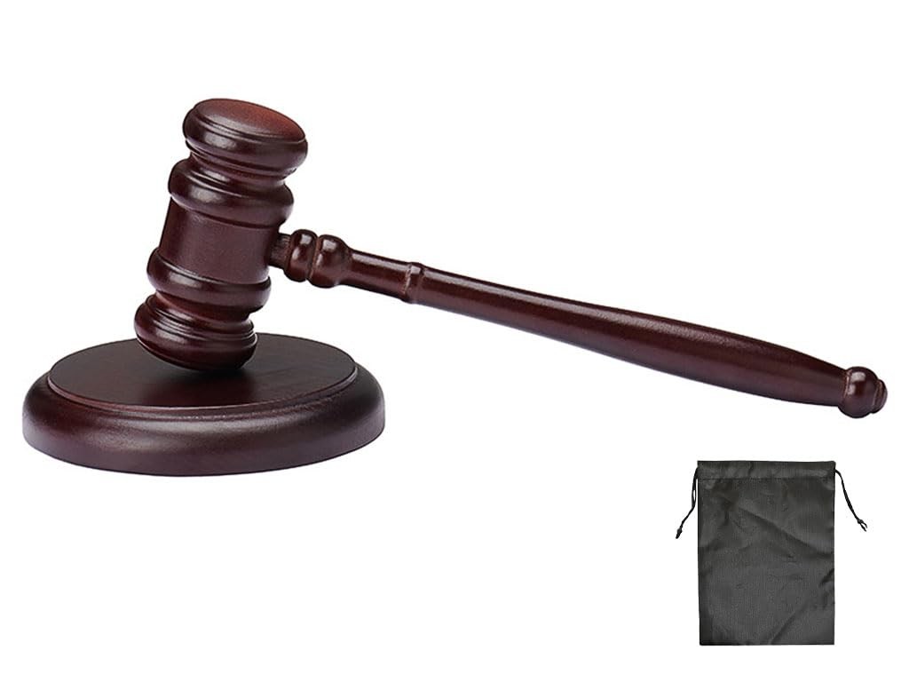 Black Gavel and Block, Handcrafted Wooden Set for Judge, Lawyer, Student, Auc.