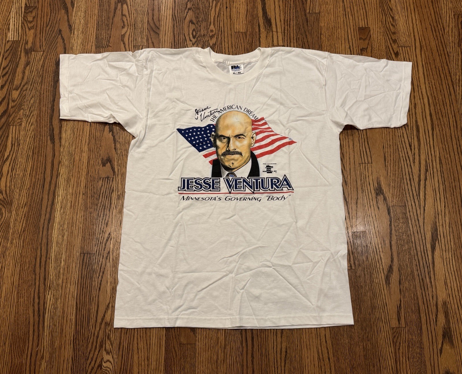 Jesse Ventura Signed Vintage Minnesota Governor Campaign Cartoon Graphic T Shirt