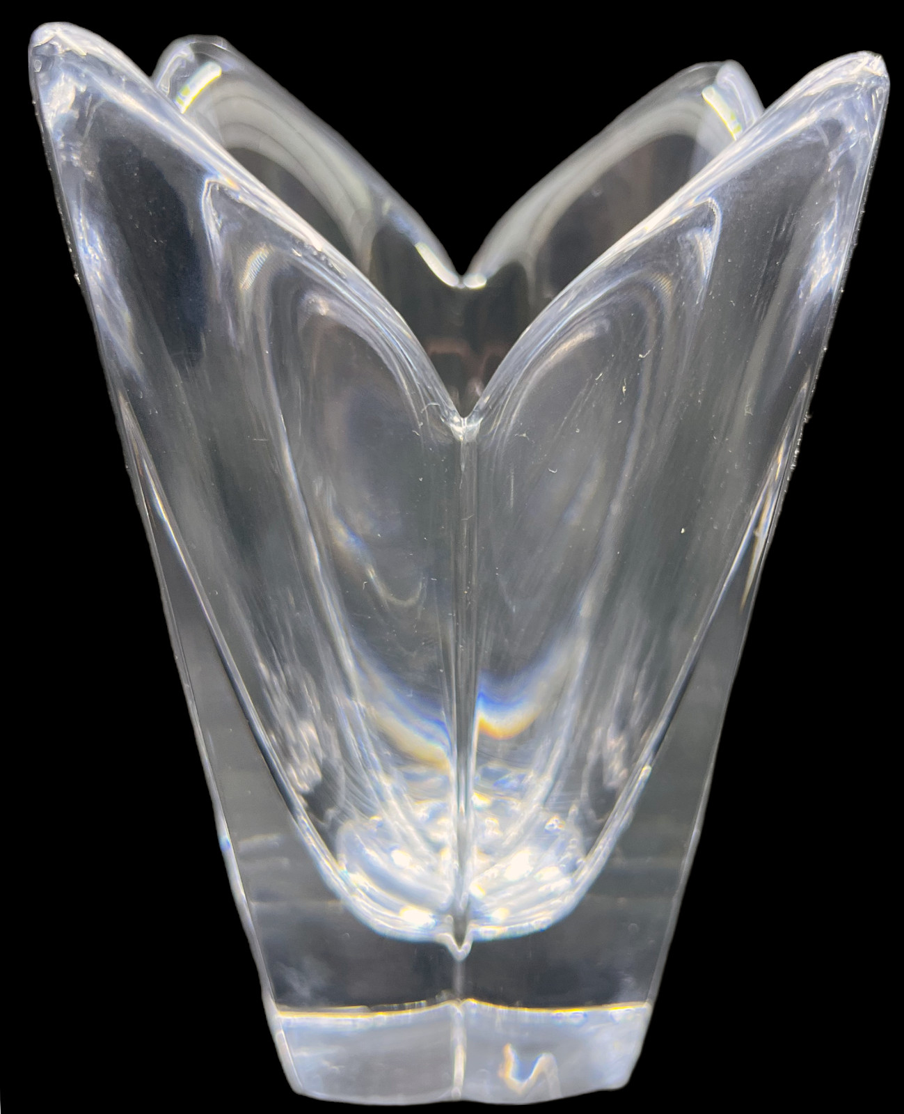 Vintage Orrefors Clear Crystal Vase Belle Tulip Shaped Heavy 6\