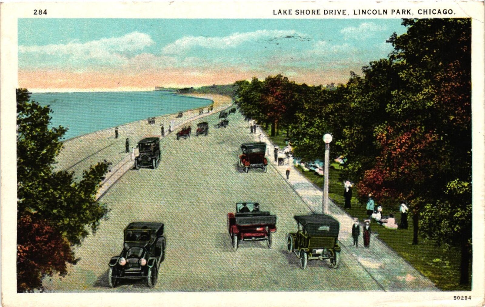VTG Postcard- 50284. LAKE SHORT DRIVE, LINCOLN PARK, CHICAGO IL. Posted 1935