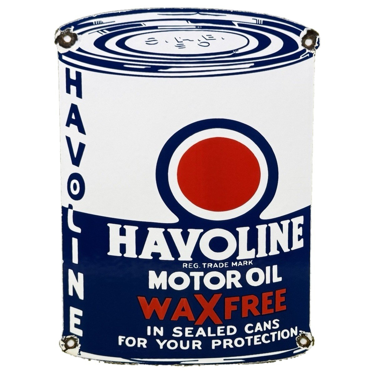 VINTAGE HAVOLINE MOTOR OIL PORCELAIN SIGN GAS STATION TEXACO SERVICE GARAGE OIL