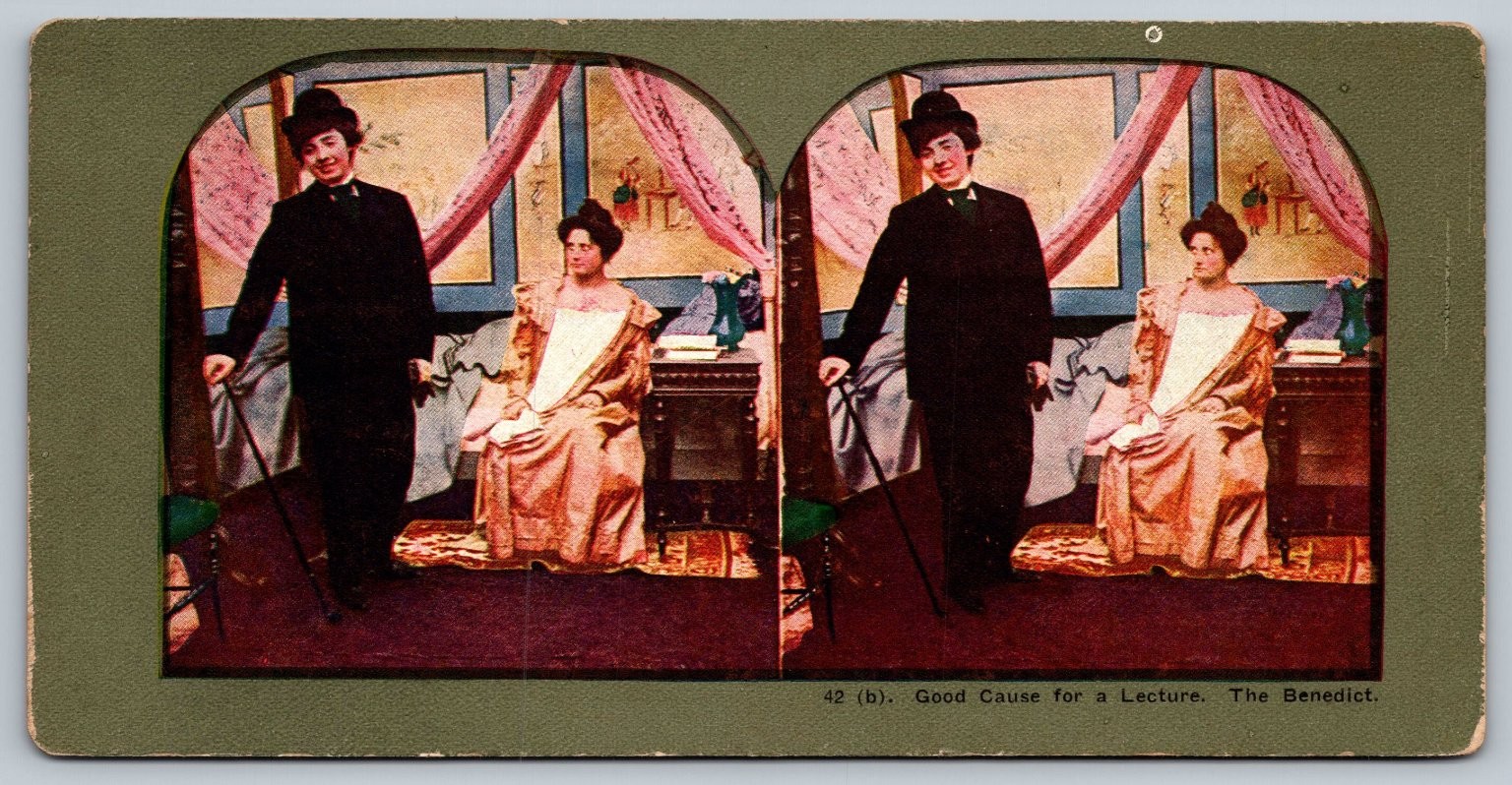Good Cause for a Lecture Stereoview The Benedict Early 1900s Good Cause for a Lecture Stereoview The Benedict Early 1900s