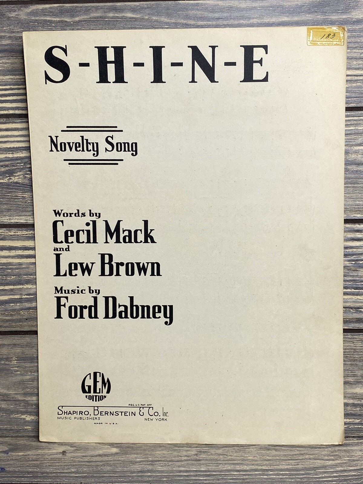 Vintage Sheet Music Shine 1924 Cecil Mack Lew Brown Ford Dabney