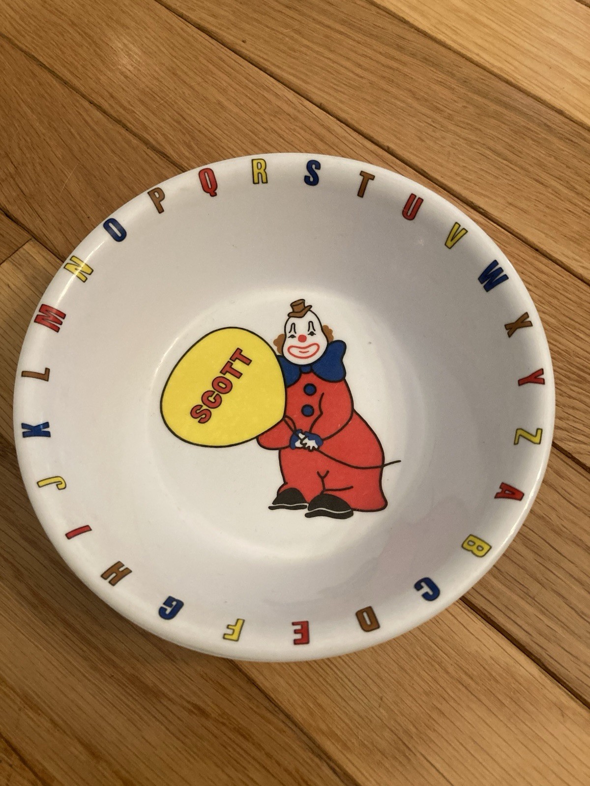 Vintage Centro Mfg Melamine Ware Clown Bowl Personalized Scott
