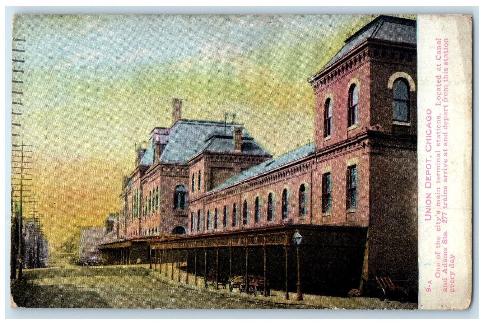 c1910 Union Depot Main Terminal Stations Canal Adams Chicago Illinois Postcard