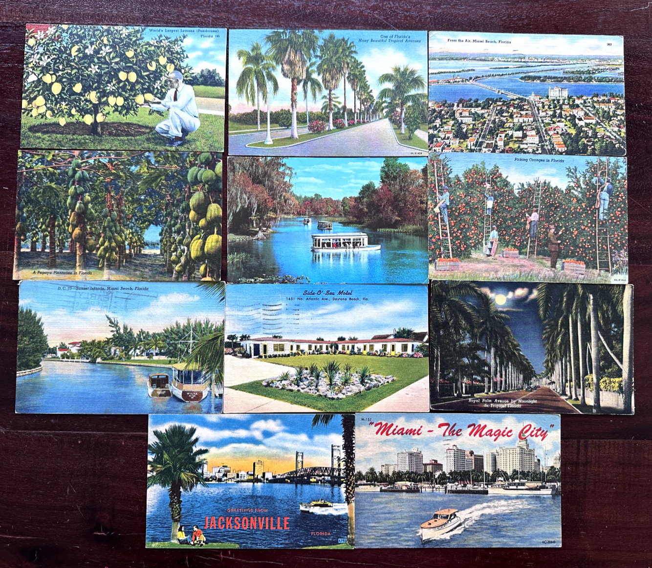 11 COLORFUL VINTAGE FLORIDA FL POSTCARDS CIRCA 1945-1957 - A330