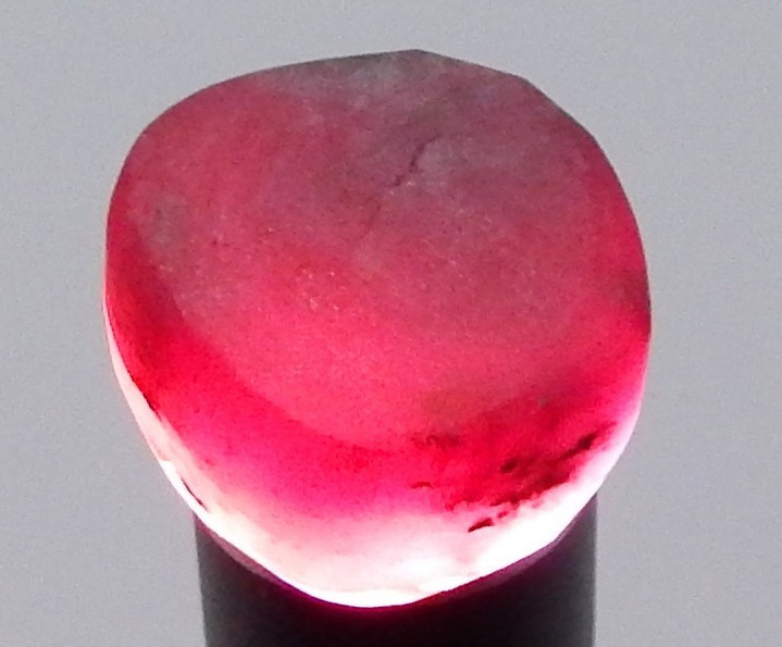 267.9ct Red Ruby Natural Earth Mined Fluorescent Unheated Round Disk Slab Rough