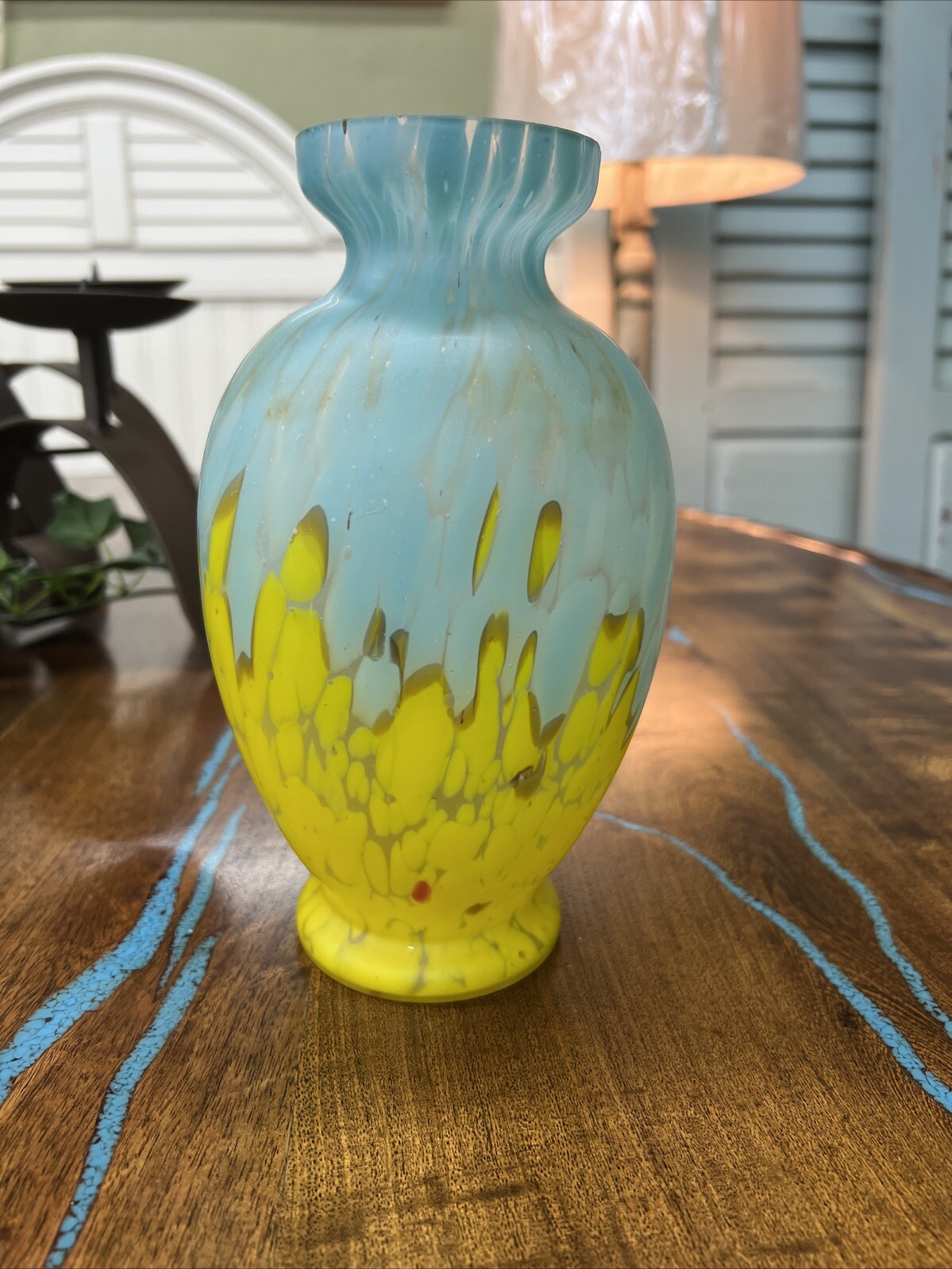 LG Art Deco Vintage Czech Bohemian Ruckl Welz Style Studio spatter artglass vase
