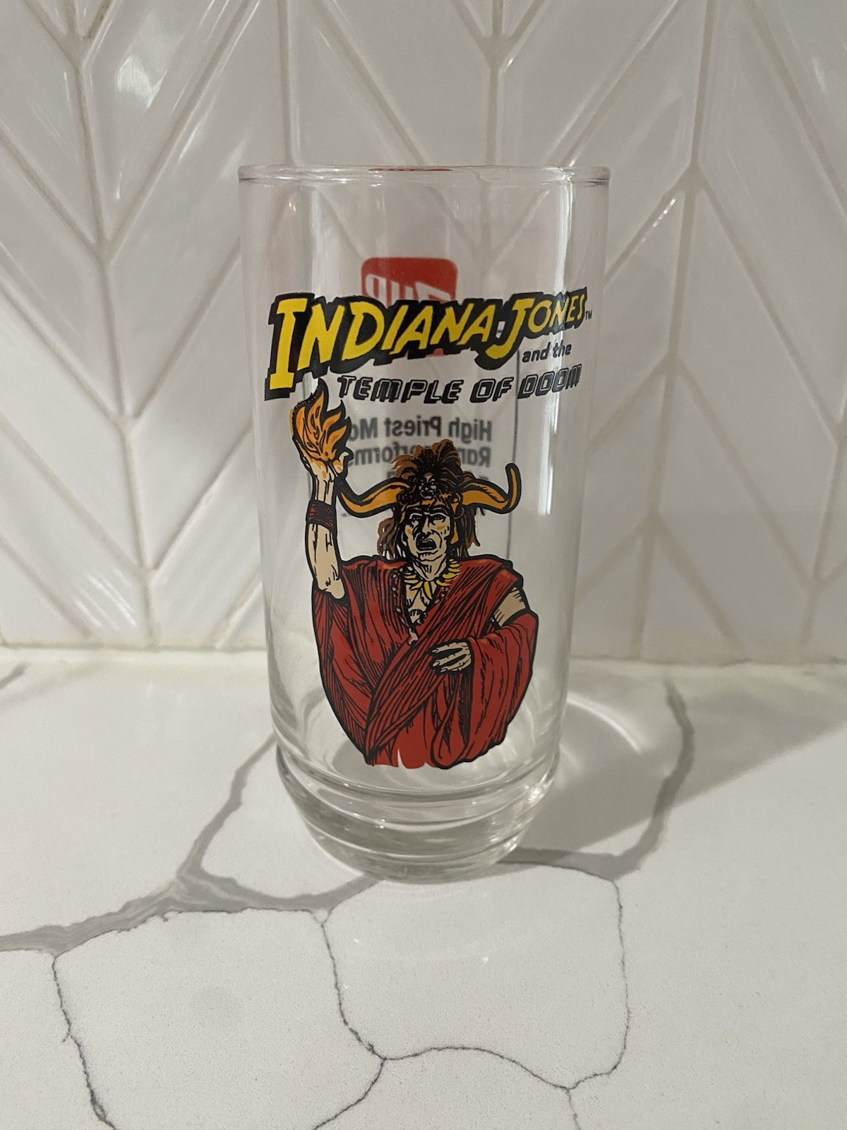 Vintage 1984 Indiana Jones Temple Of Doom Mola Ram 7up Glass