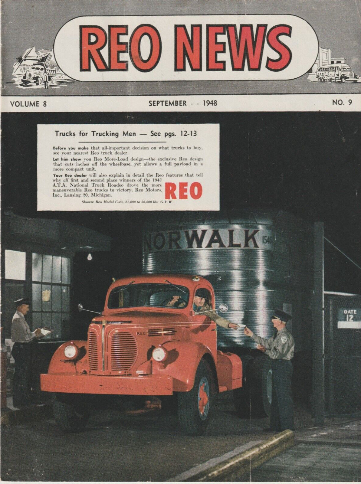 REO News Truck Brochure Pamphlet Sept 1948 16 pgs Original 8x11\