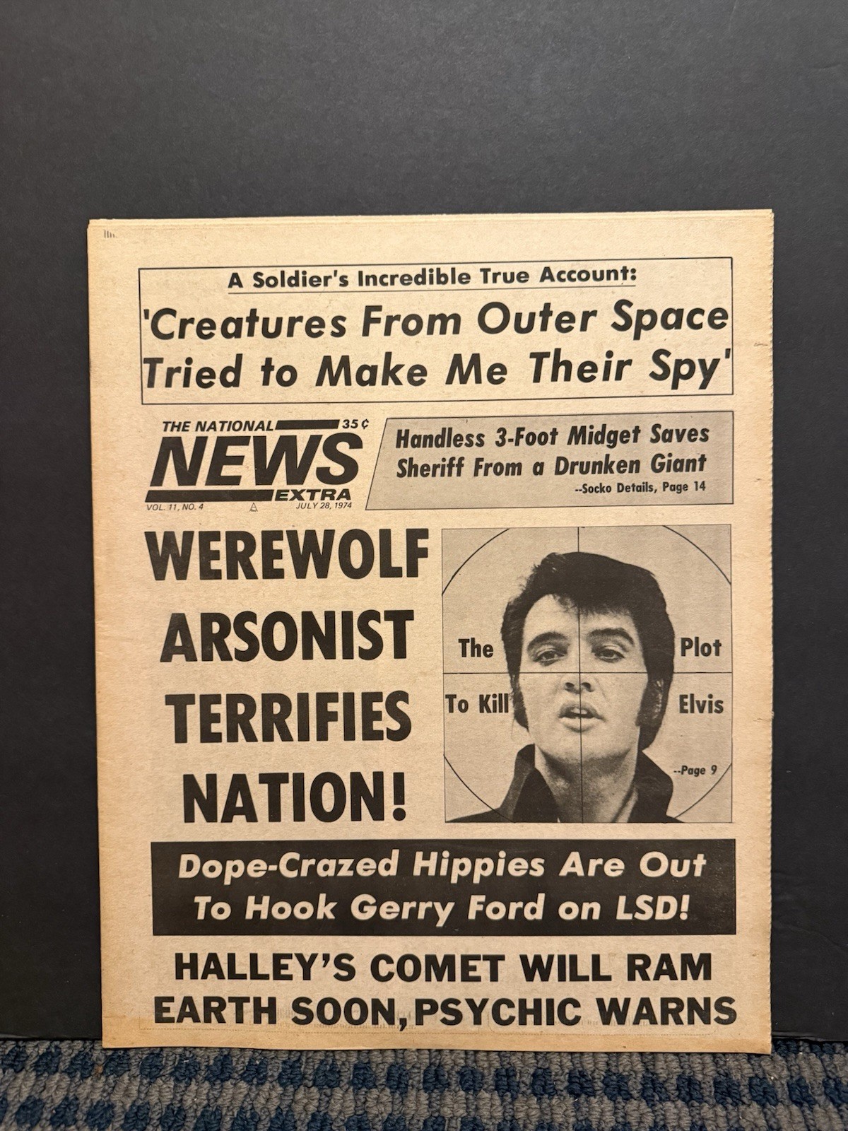 1974 The National News Extra Newspaper,Werewolf Arsonist Terrifies Nation VRN10L