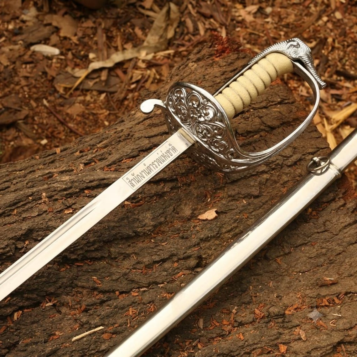 Official Royal Thai Officer Ceremonial Sabre, Engraved Parade Dress Sword | GIFT