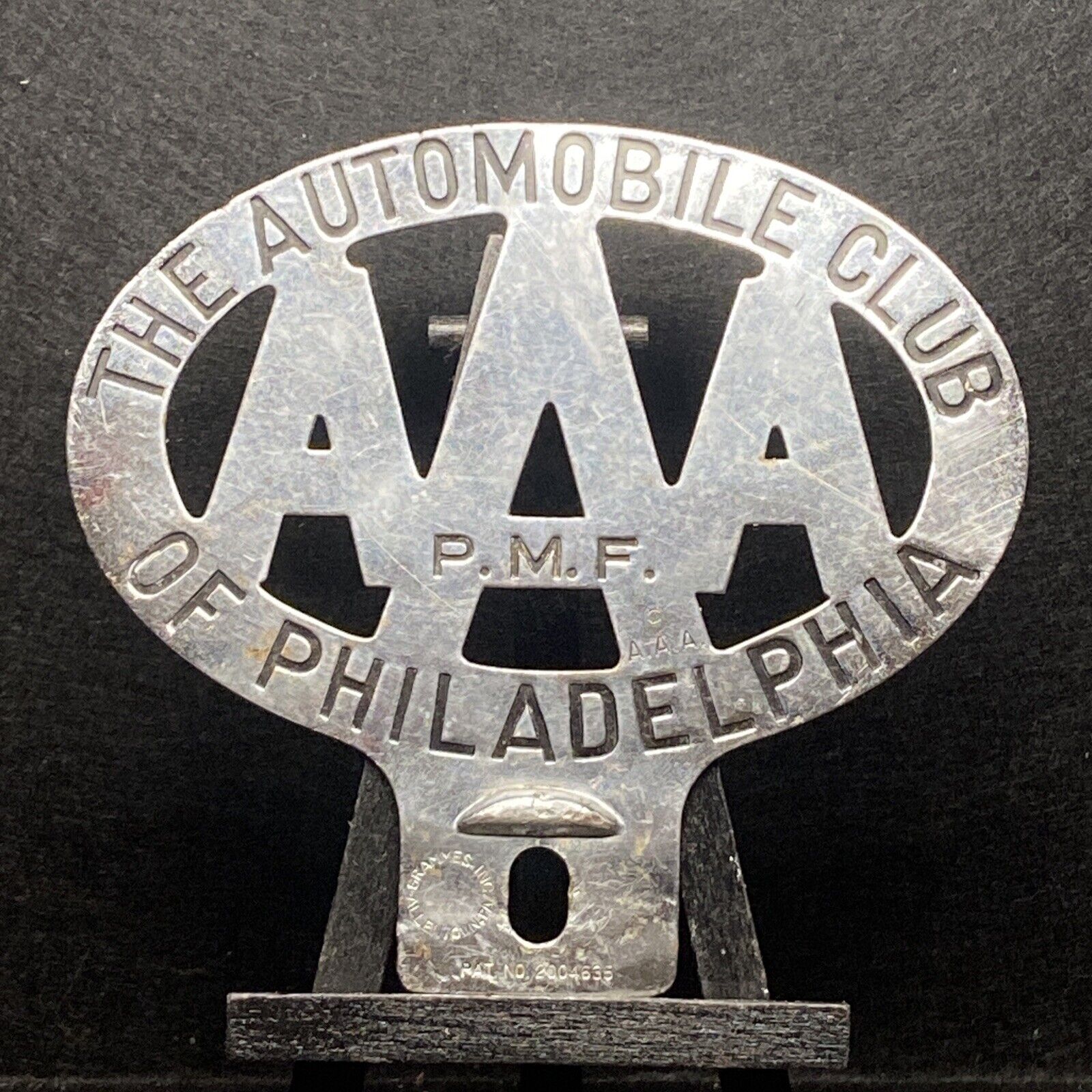 Vintage AAA THE AUTOMOBILE CLUB OF PHILADELPHIA License Plate Topper  RARE