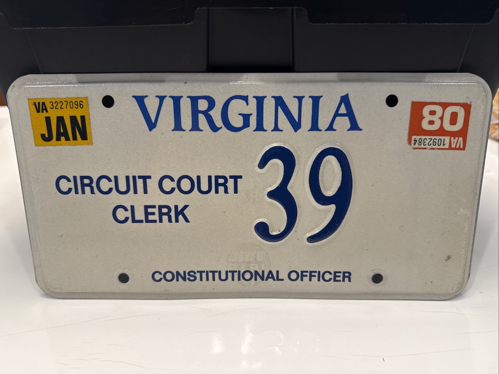 Exp. Va Personalized Vanity License Plate Circuit Court Clerk 39 Government Tag