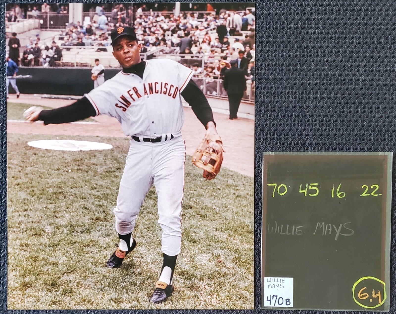 1958 Willie Mays San Francisco Giants First Year MLB 4x5 Negative + 8x10 Photo