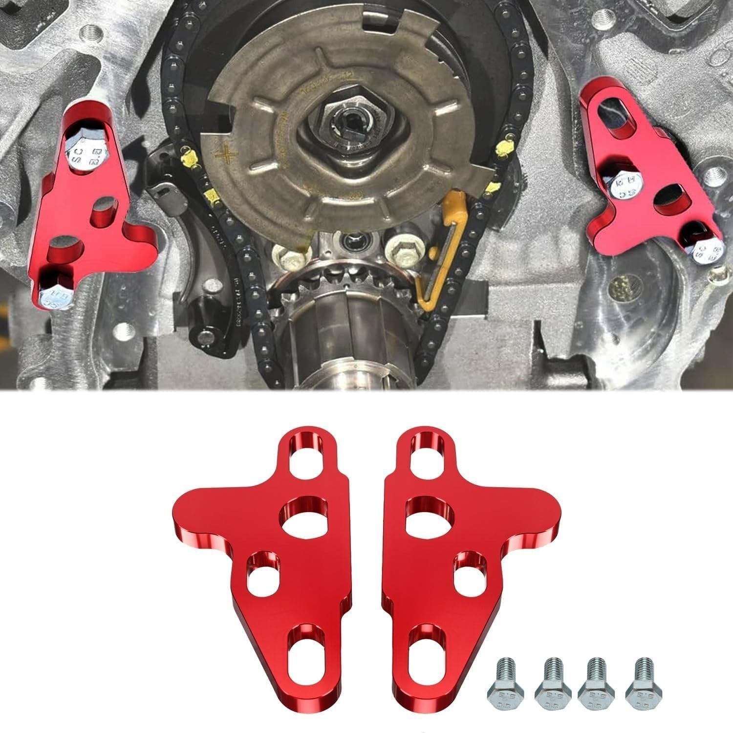 2Pcs Oil Pump Alignment Tool,Billet Aluminium Oil Pump Guide Kit Tool Cam RED
