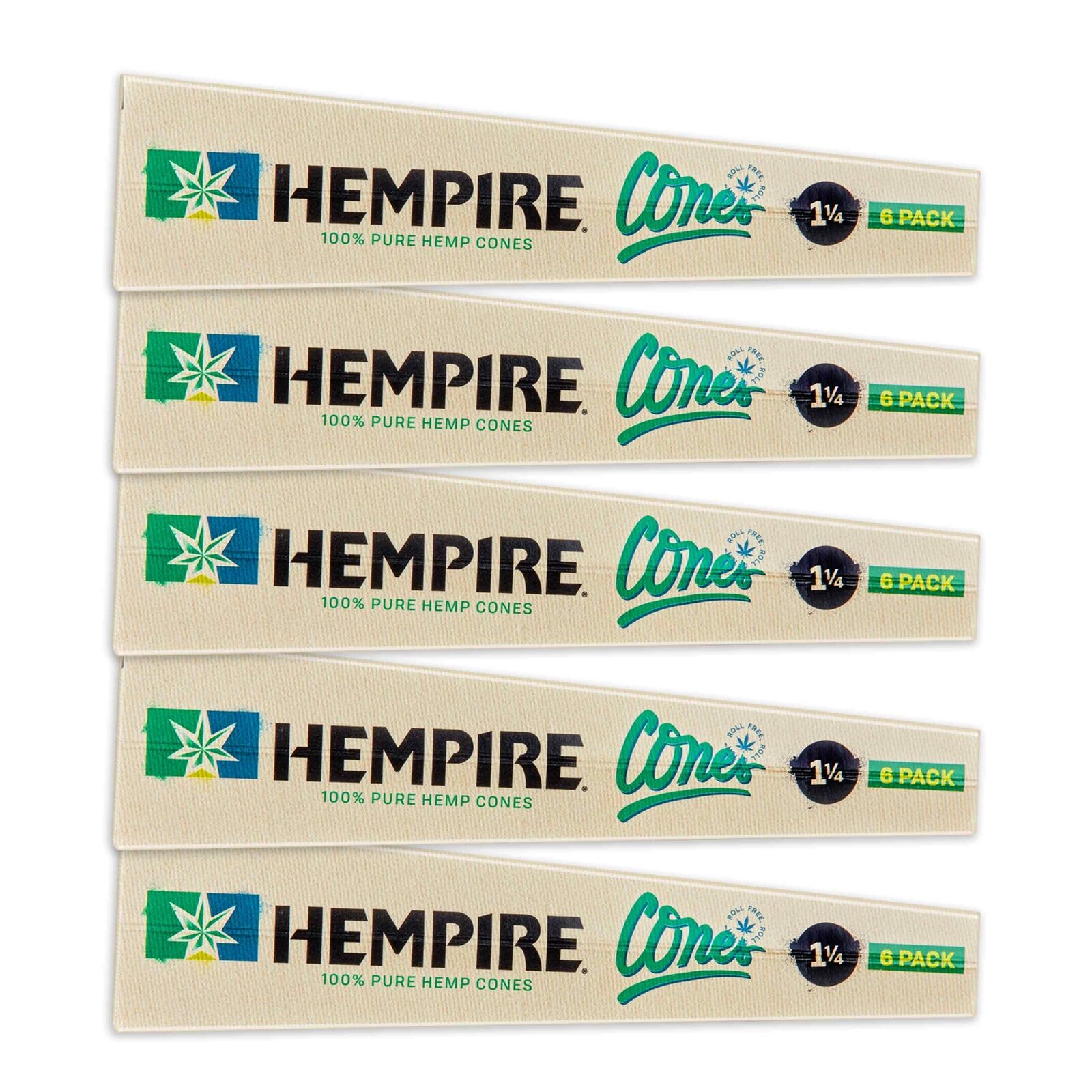 Hempire 1 1/4 Pre Rolled Cones 84mm Organic Cone. (5 Packs of 6, 30 Total)