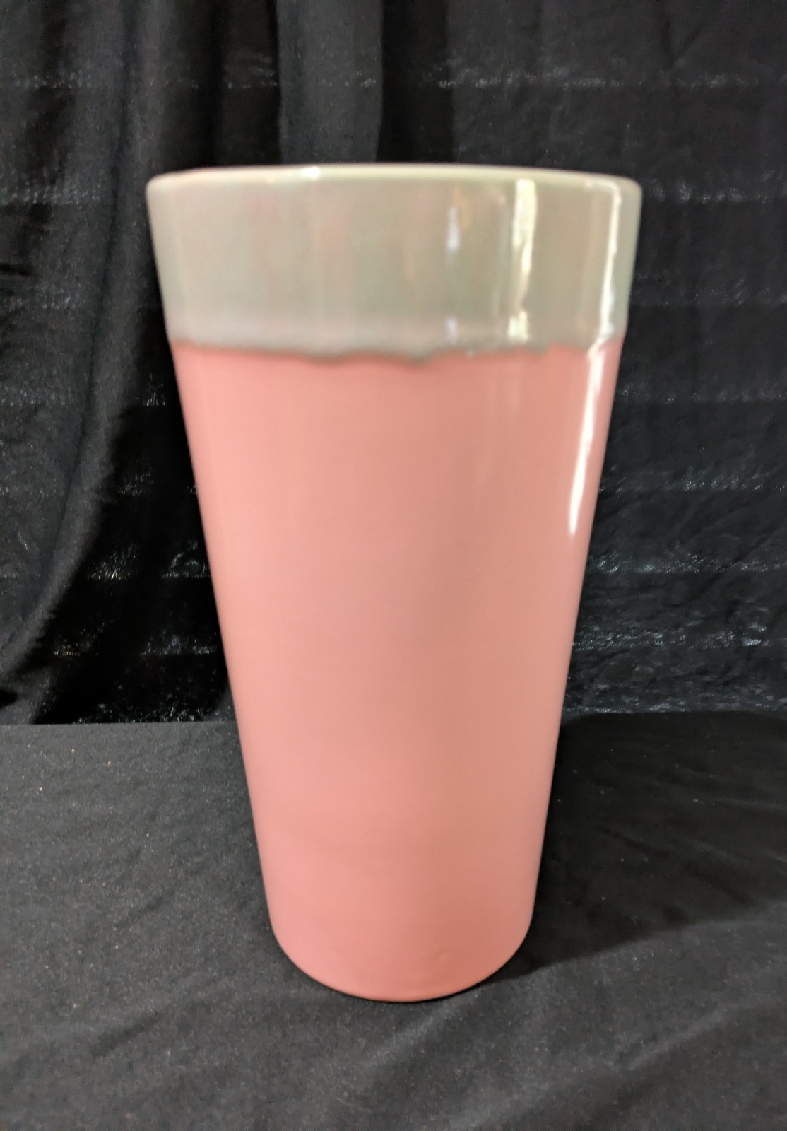 Vintage Hull Pottery Cyclinder Vase Pink With Gray Drip Glaze #71 9\ Vintage Hull Pottery Cyclinder Vase Pink With Gray Drip Glaze #71 9\