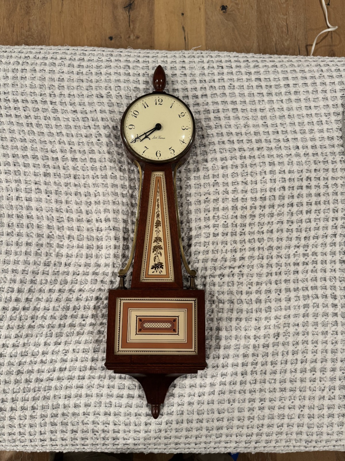 Vtg 1968 Seth Thomas Homestead Banjo Wall Clock German Movt Mechanical RUNS Vtg 1968 Seth Thomas Homestead Banjo Wall Clock German Movt Mechanical RUNS