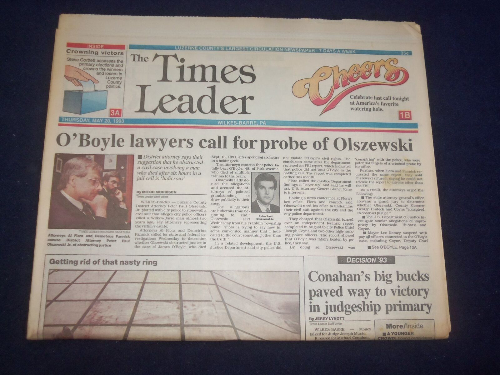 1993 MAY 20 WILKES-BARRE TIMES LEADER - PROBE OF PETER OLSZEWSKI - NP 8108