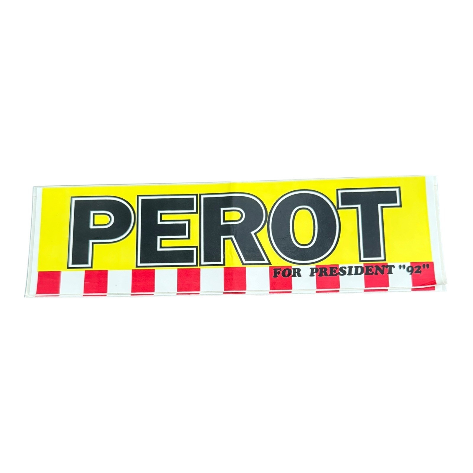 Vintage Ross Perot 4 President 92 Bumper Sticker Yellow Red White 1992 Original