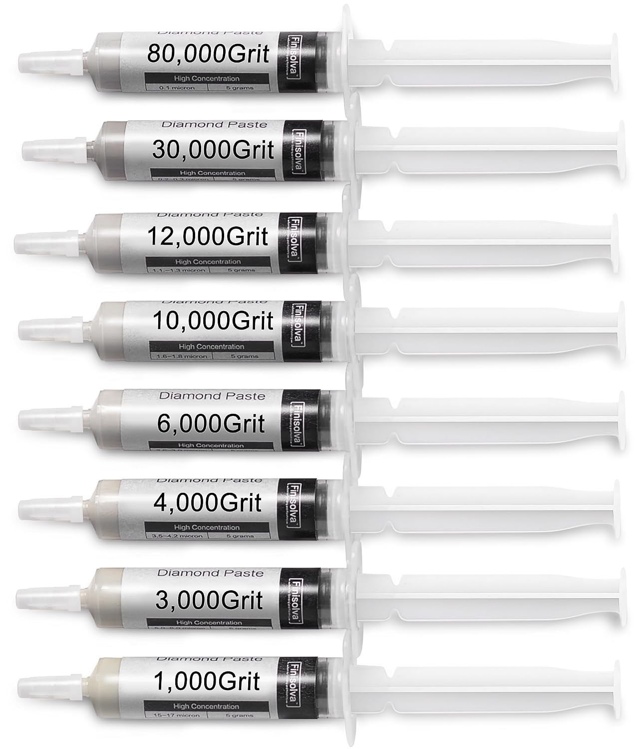 Diamond Paste Polishing and Lapping Compound Kit, 8 Pack, 1,000-80,000 Grit