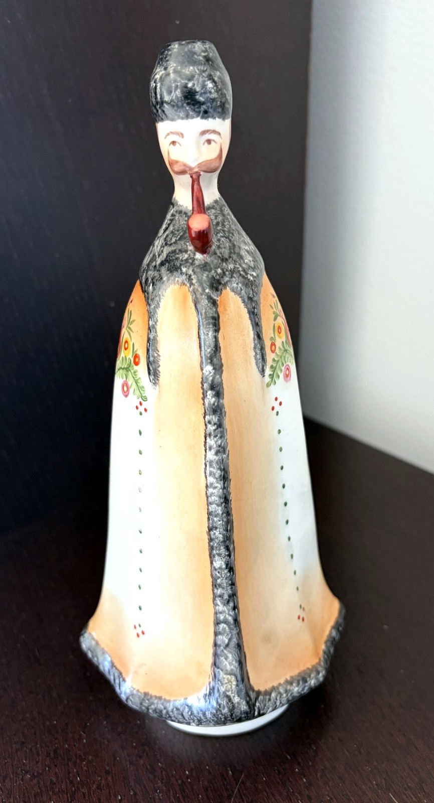 Herend Hungary Porcelain Hungarian Shepherd in Szur Cloak Pipe Figurine 9 in