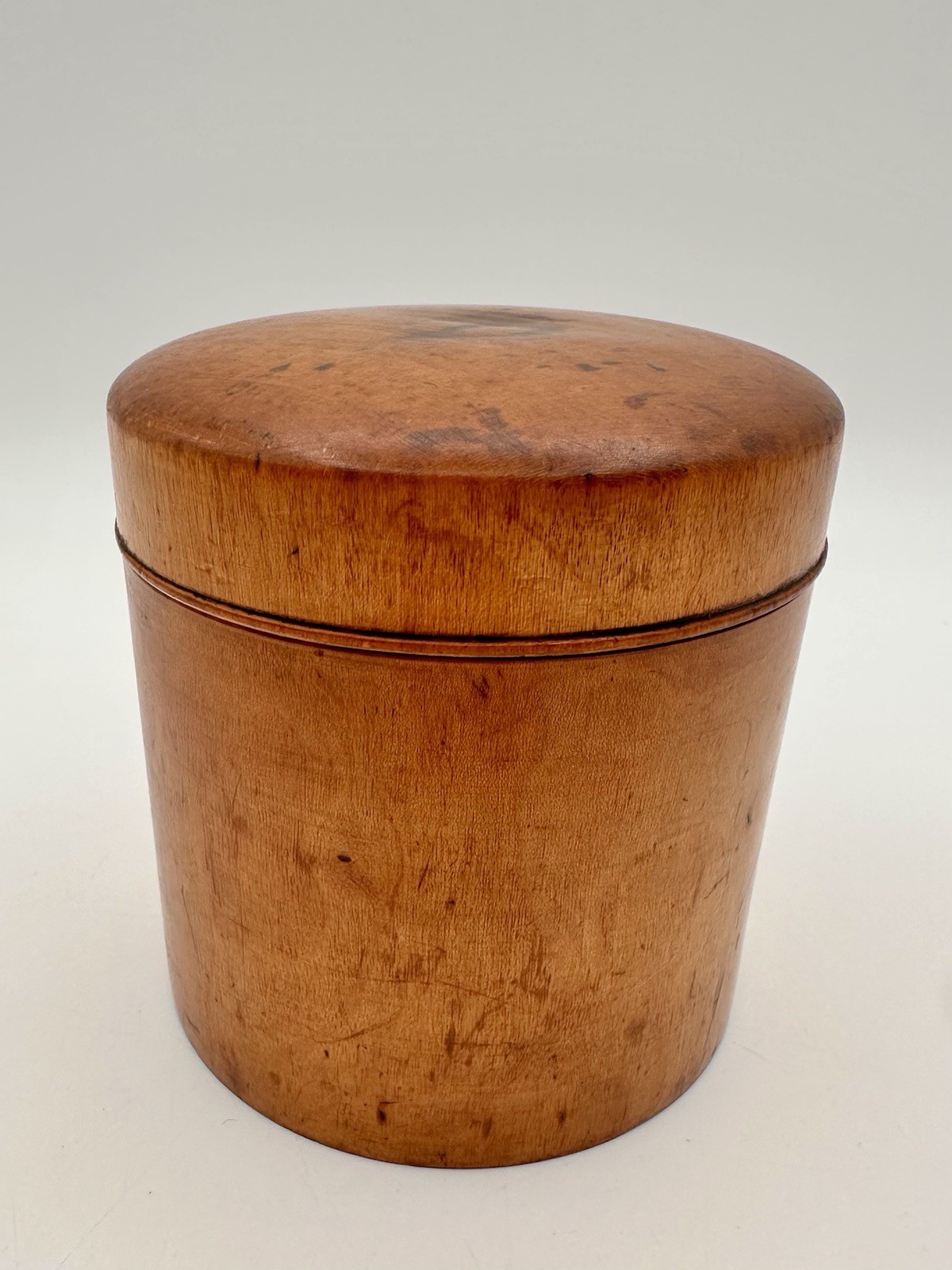 Antique Hand Turned Boxwood Lidded Box Apothecary, Powder 1800’s England