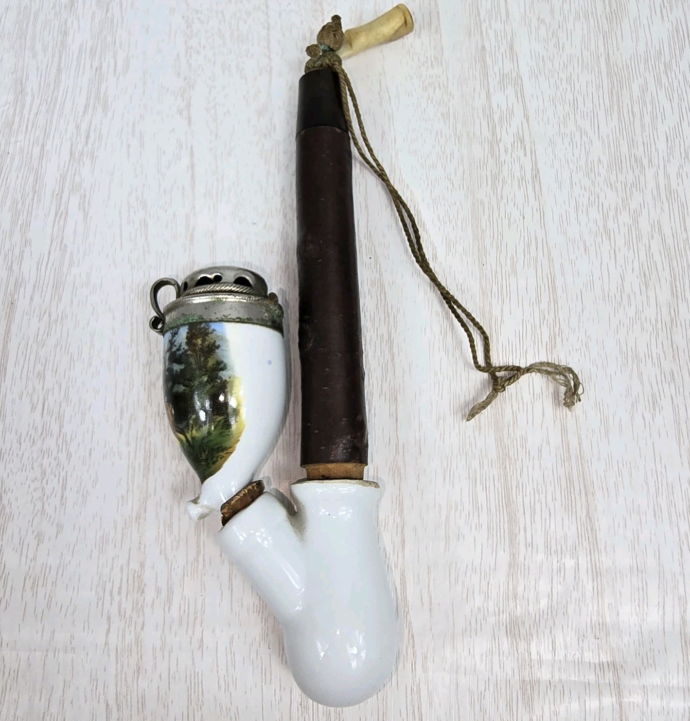 Antique Porcelain Smoking Pipe Germany C.M Hutschenreuther Hunting Pipe Deer 🦌