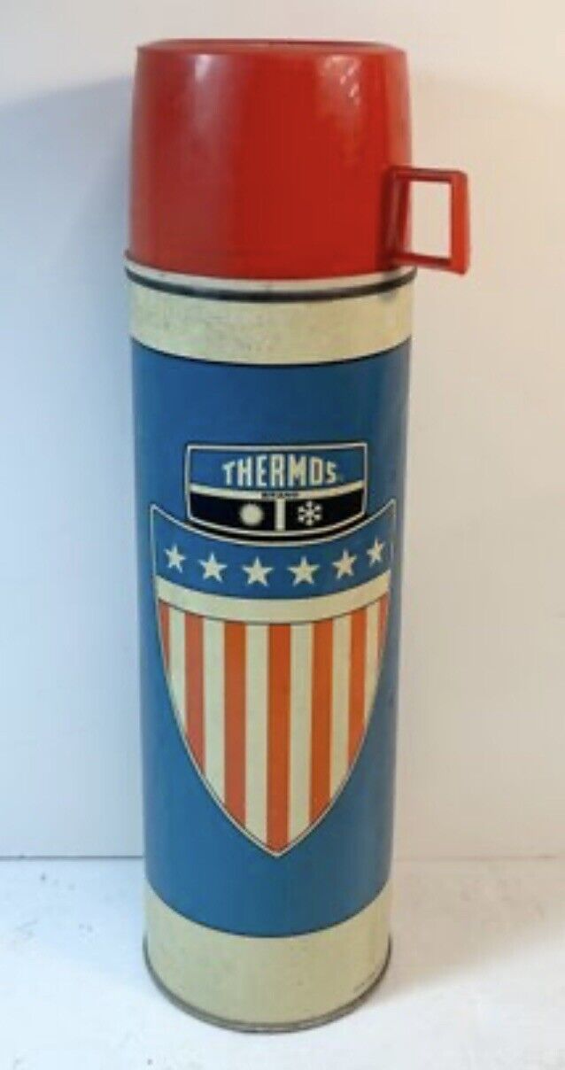 1975 Vintage King Seeley Thermos American Flag Shield Captain America Rare 