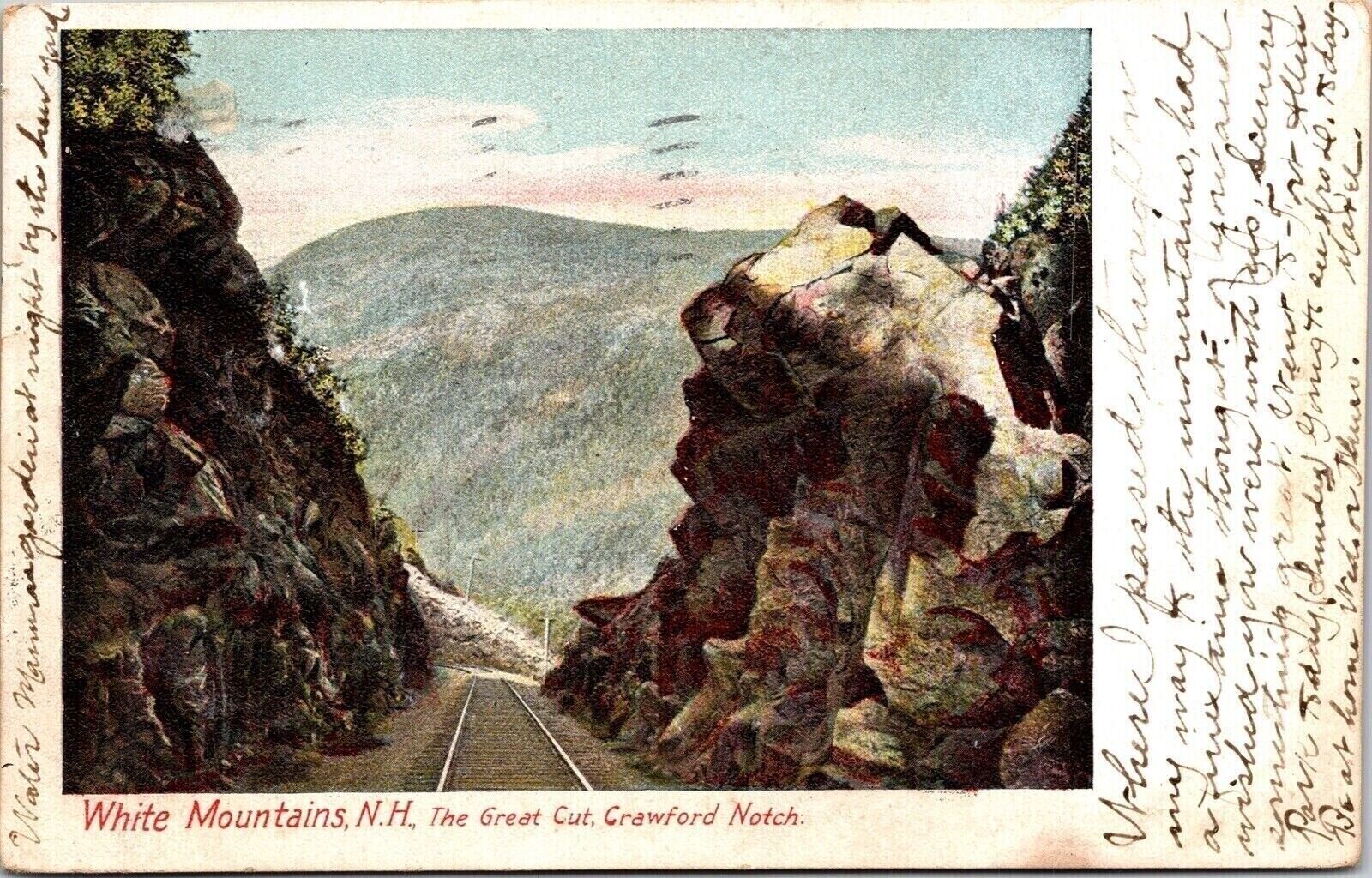 White Mountains New Hampshire Nh Wof Note 1905 Cancel Antique Vtg Postcard