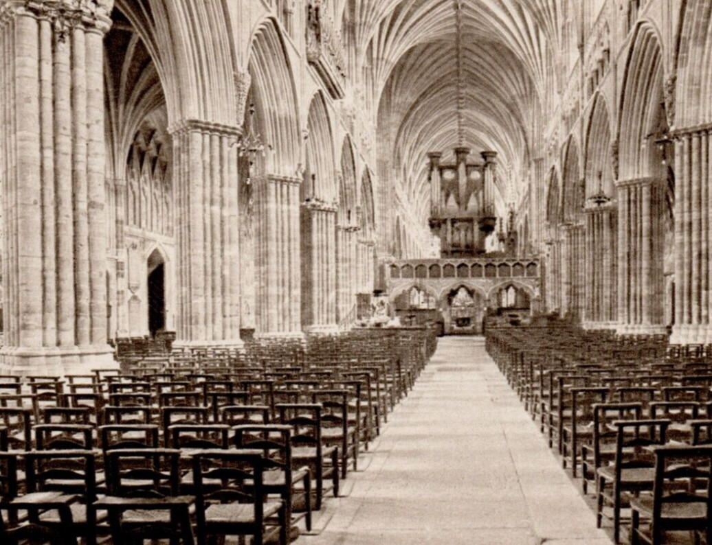 Exeter Cathedral Nave Looking East Worths Series 1932 Devon UK Postcard