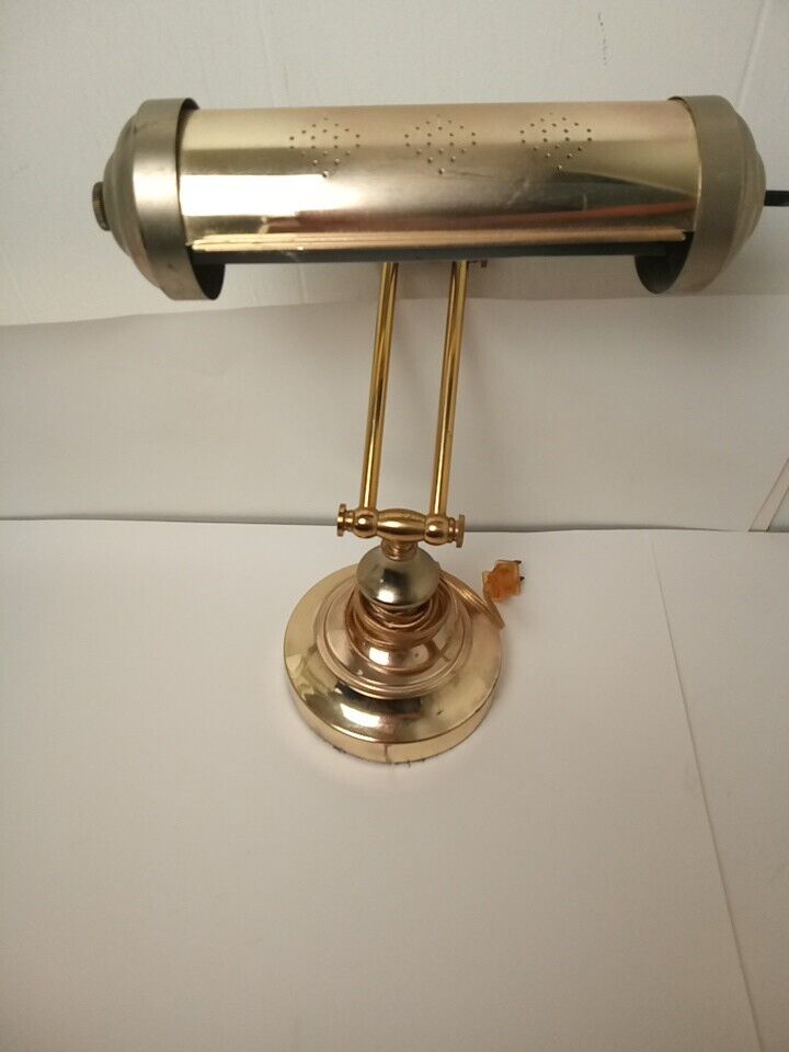 Adjustable Brass Bankers Piano Desk Lamp Vintage MCM Edison Bulb