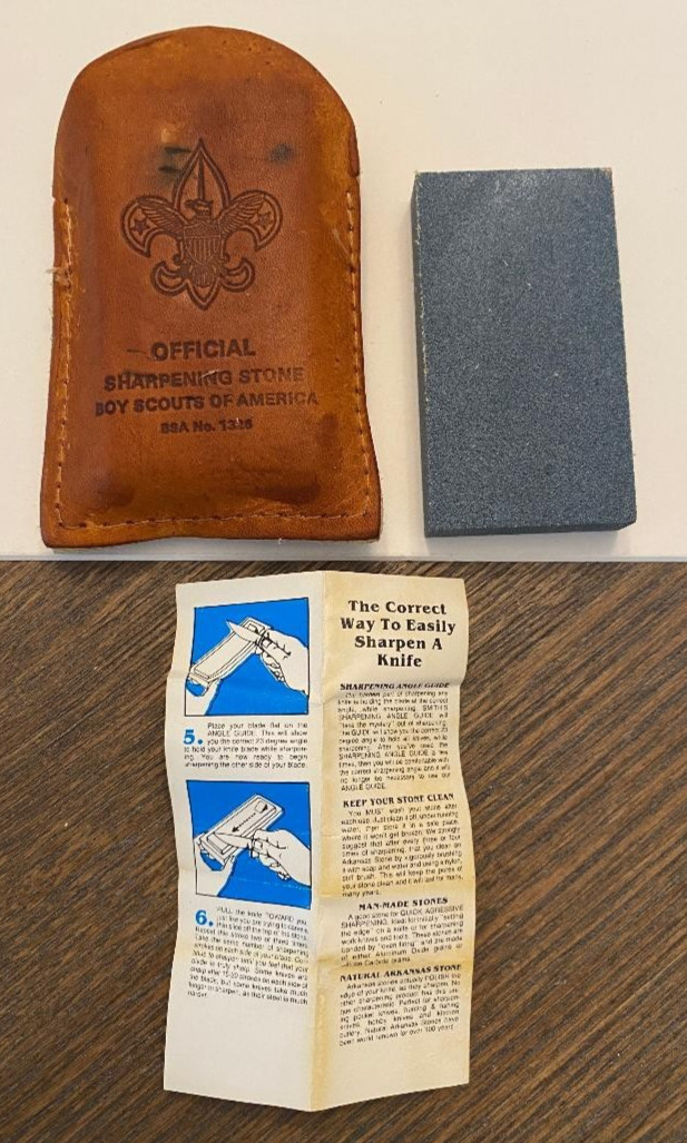 Boy Scouts Of America Official Sharpening Stone Leather Case Instructions NOS