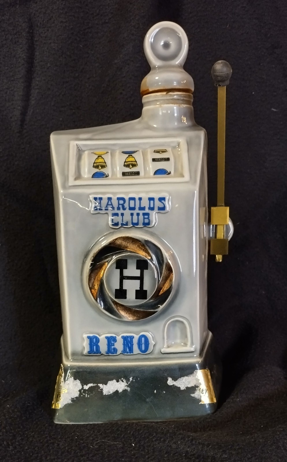 Vintage 1968 Jim Beam Harolds Club Reno Slot Machine Decanter Regal China Empty
