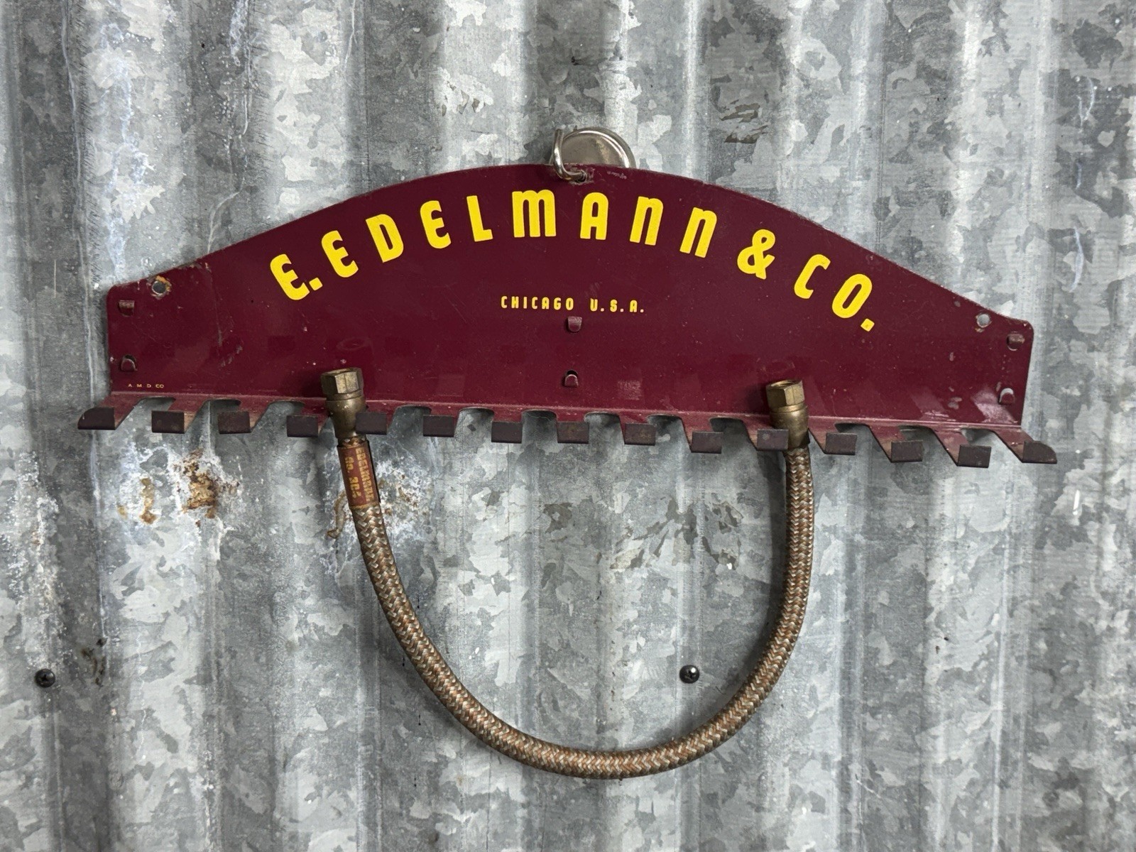 E. Edelmann & Co. Brake Fuel Line Display Rack Sign Vintage Gas Oil