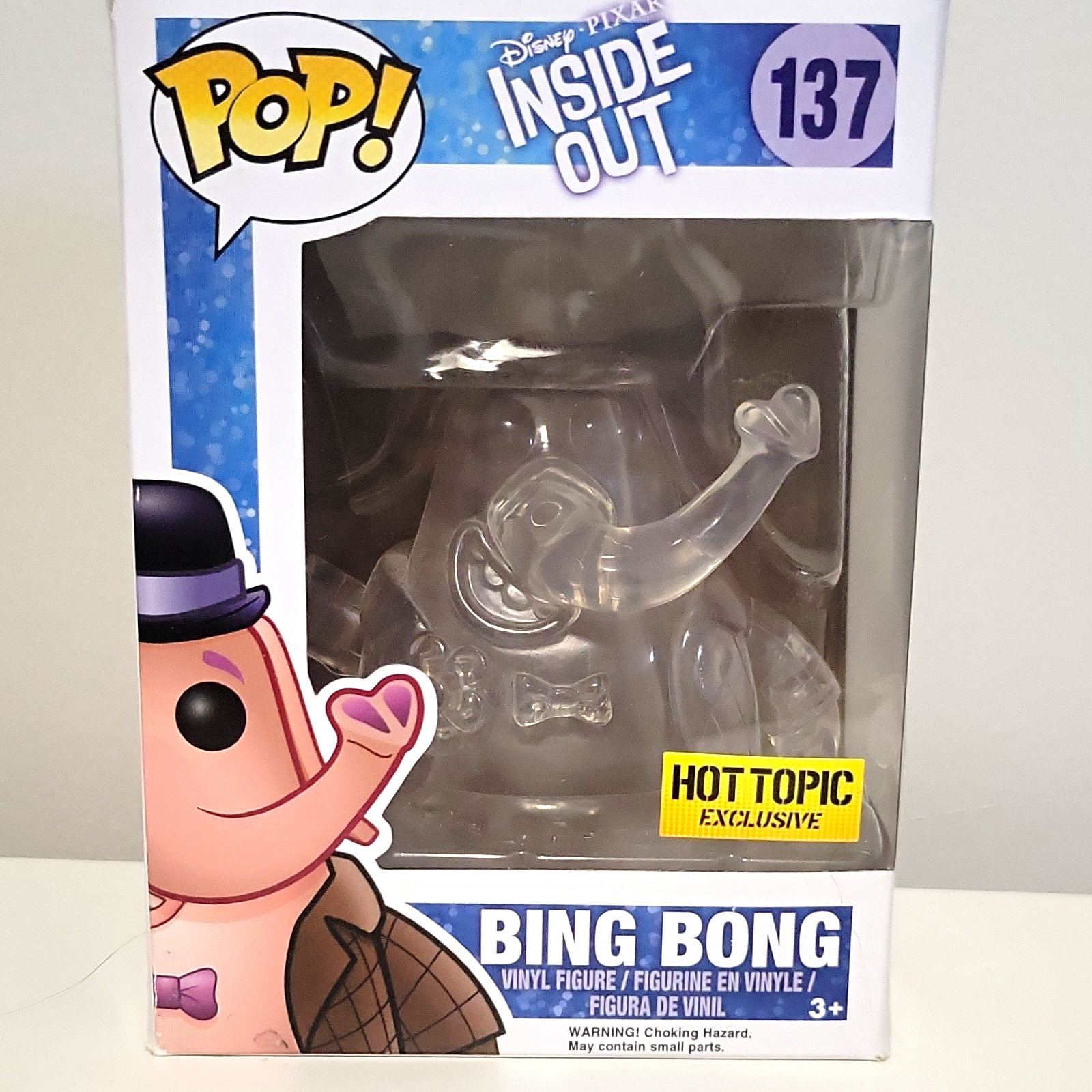 Funko Pop Disney Pixar Bing Bong #137 Inside Out Clear Vinyl Hot Topic Excl