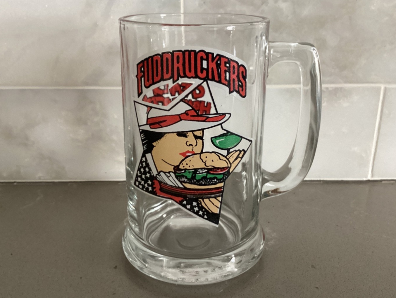 Fuddruckers Glass Mug 12 oz The Worlds Greatest Hamburgers Restaurant Vintage Fuddruckers Glass Mug 12 oz The Worlds Greatest Hamburgers Restaurant Vintage