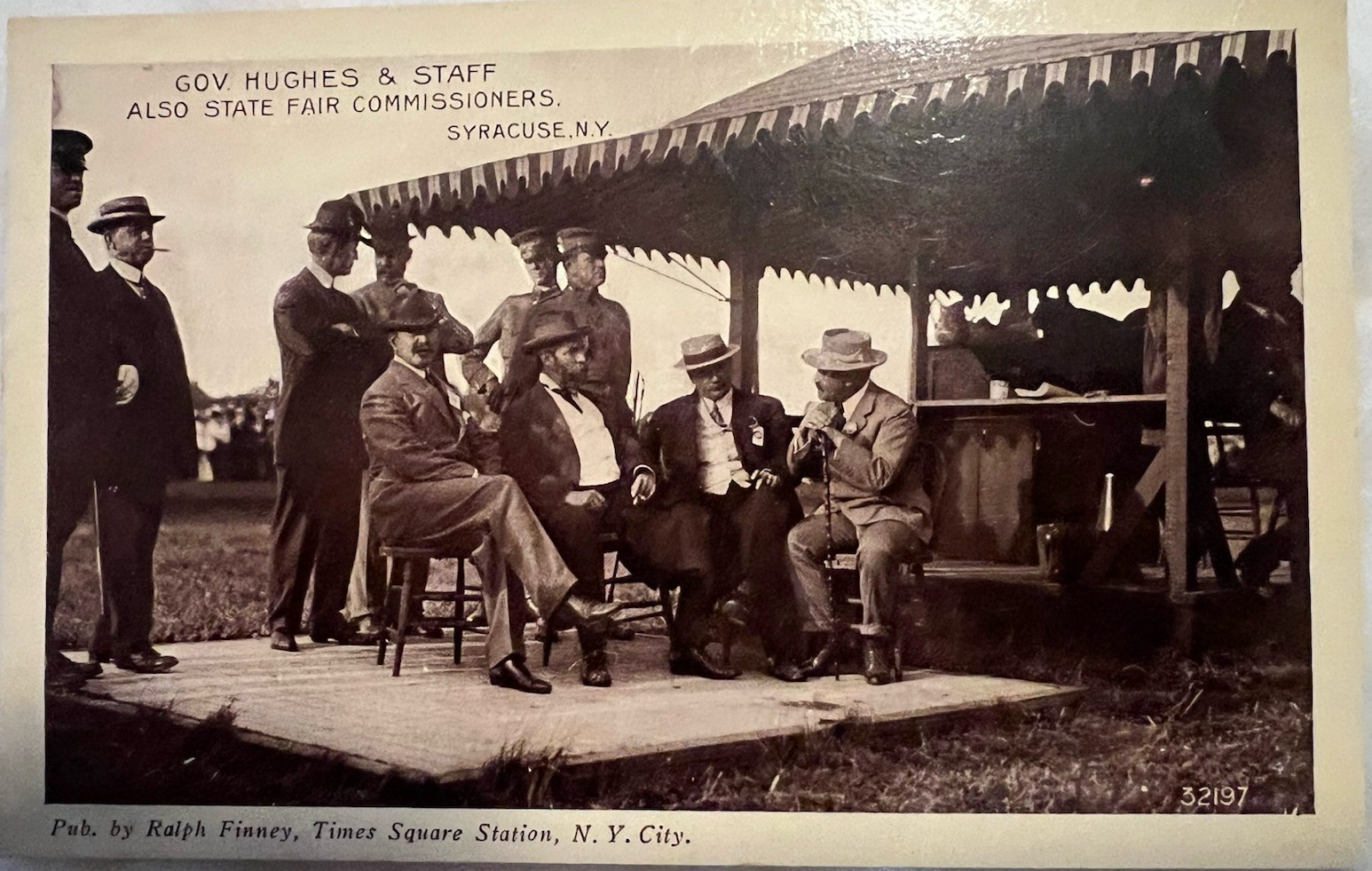 Vintage Syracuse NY State Fair Commissioner Gov. Charles Hughes & Staff Postcard